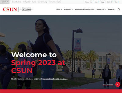 Screenshot of CSUN's homepage.